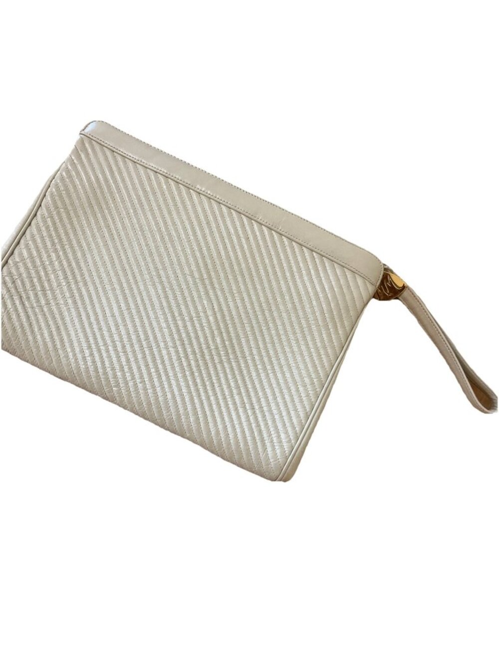 MORRIS MOSKOWITZ - Vintage - Off White Leather Clutch with Wrist Strap